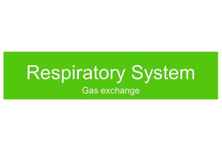 Respiratory System Gas exchange.