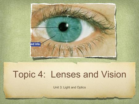 Topic 4: Lenses and Vision