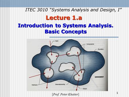 Introduction to Systems Analysis. Basic Concepts