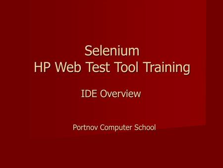 Selenium HP Web Test Tool Training