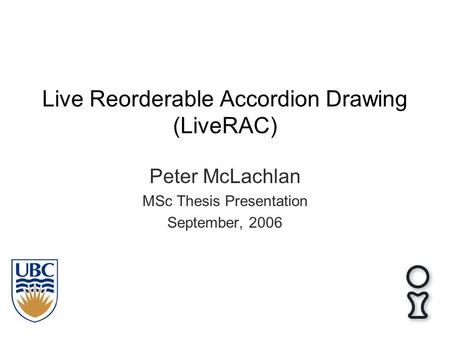 Live Reorderable Accordion Drawing (LiveRAC) Peter McLachlan MSc Thesis Presentation September, 2006.