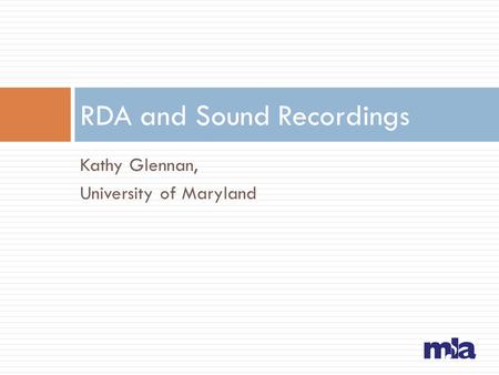 RDA and Sound Recordings