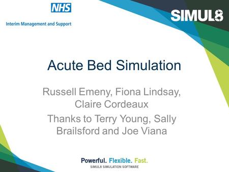 Acute Bed Simulation Russell Emeny, Fiona Lindsay, Claire Cordeaux Thanks to Terry Young, Sally Brailsford and Joe Viana.