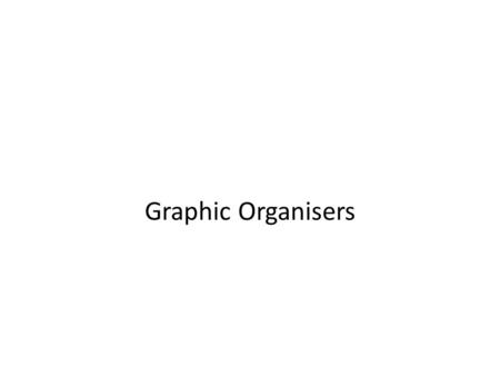 Graphic Organisers. Graphic organisers......visual method of organising and summarising information / help student organise disjointed information in.
