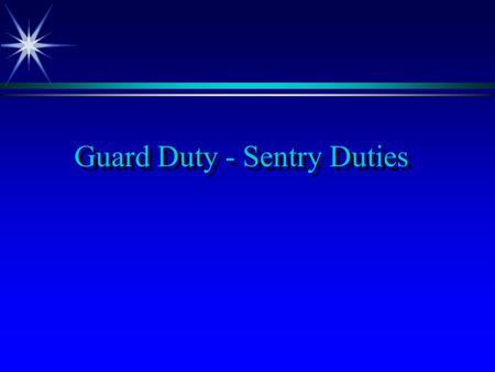 Guard Duty - Sentry Duties