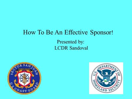How To Be An Effective Sponsor ! Presented by: LCDR Sandoval.