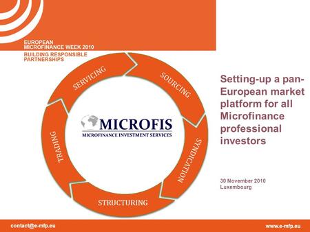 SOURCING SERVICING TRADING SYNDICATION STRUCTURING Setting-up a pan- European market platform for all Microfinance professional.