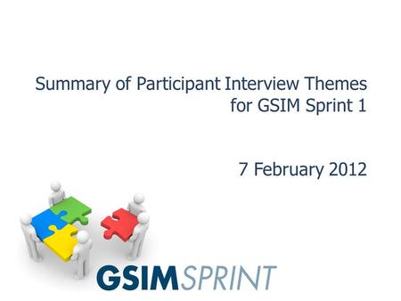 Summary of Participant Interview Themes for GSIM Sprint 1 7 February 2012.