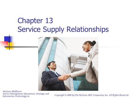 Chapter 13 Service Supply Relationships