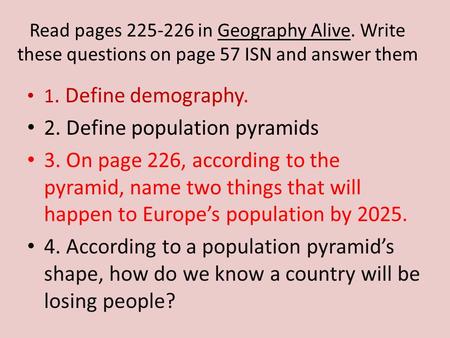 2. Define population pyramids