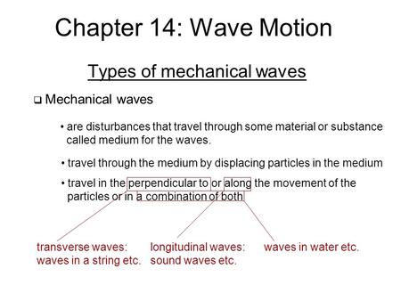 Types of mechanical waves