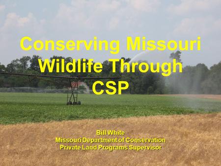 Conserving Missouri Wildlife Through CSP Bill White Missouri Department of Conservation Private Land Programs Supervisor.