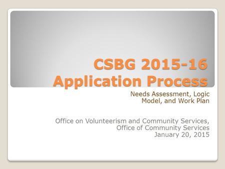 CSBG Application Process