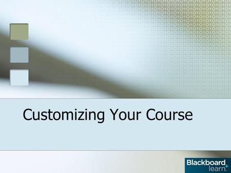 Customizing Your Course. Overview The Control Panel Customize the Course Style Select a Content View Select Course Entry Add a Banner to Course Entry.