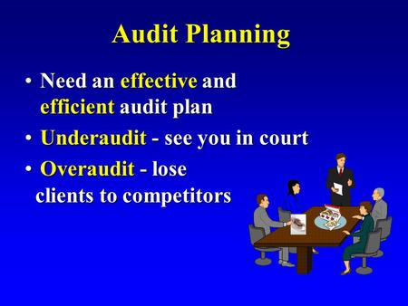 Audit Planning Need an effective and efficient audit planNeed an effective and efficient audit plan Underaudit - see you in courtUnderaudit - see you in.