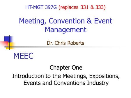 Meeting, Convention & Event Management