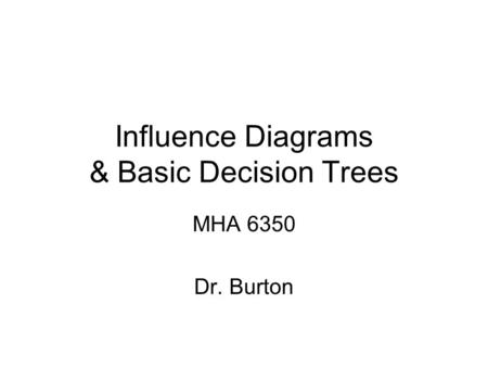 Influence Diagrams & Basic Decision Trees