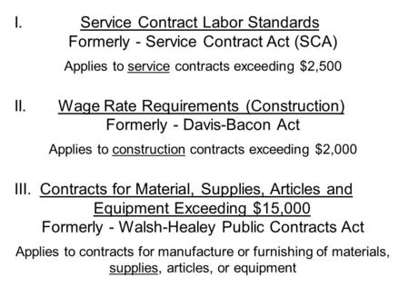 I. Service Contract Labor Standards