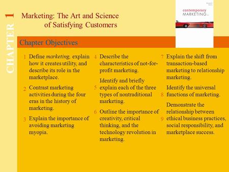 CHAPTER 1 Marketing: The Art and Science of Satisfying Customers