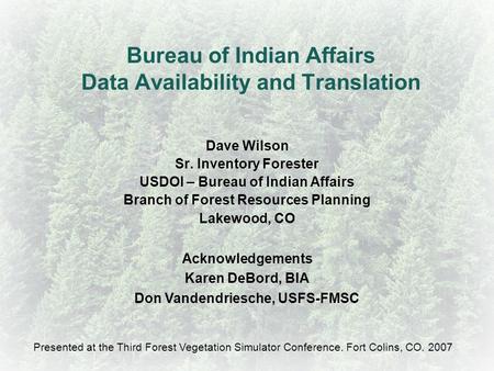 Bureau of Indian Affairs Data Availability and Translation