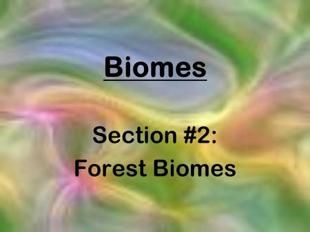 Section #2: Forest Biomes