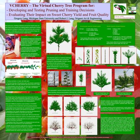 VCHERRY – The Virtual Cherry Tree Program for: - Developing and Testing Pruning and Training Decisions - Evaluating Their Impact on Sweet Cherry Yield.