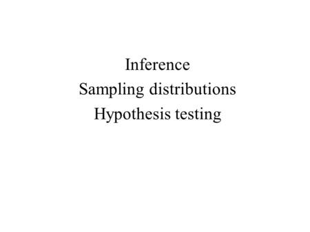 Inference Sampling distributions Hypothesis testing.