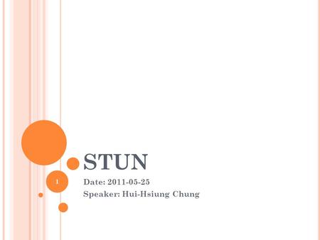 STUN Date: 2011-05-25 Speaker: Hui-Hsiung Chung 1.