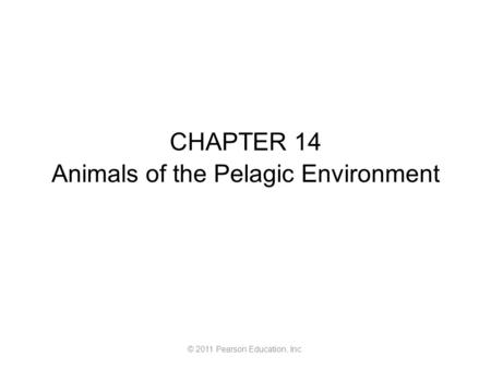 © 2011 Pearson Education, Inc. CHAPTER 14 Animals of the Pelagic Environment.