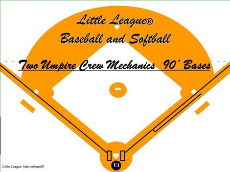 Legend Umpire Base Runner Batter Runner Batted Ball Thrown Ball Fielder Little League International® U1 Little League ® Baseball and Softball Two Umpire.