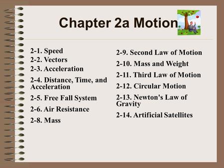 Chapter 2a Motion 2-1. Speed 2-2. Vectors 2-9. Second Law of Motion