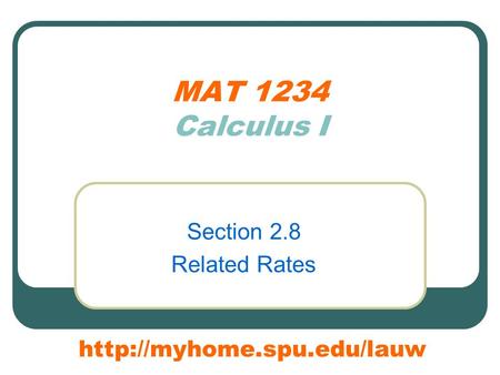MAT 1234 Calculus I Section 2.8 Related Rates