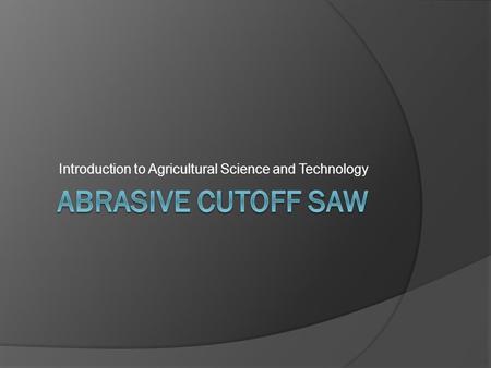 Introduction to Agricultural Science and Technology.