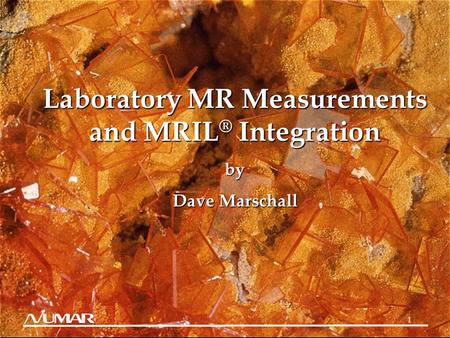 1 Laboratory MR Measurements and MRIL ® Integration by Dave Marschall.