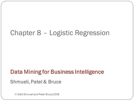 Chapter 8 – Logistic Regression