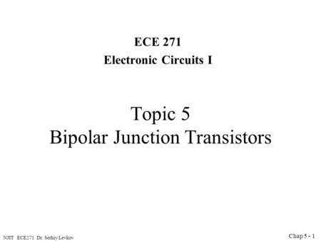 Topic 5 Bipolar Junction Transistors