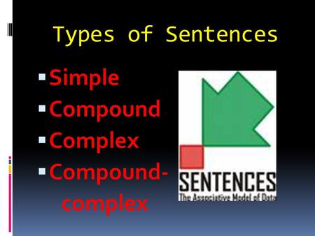 Types of Sentences  Simple  Compound  Complex  Compound- complex.