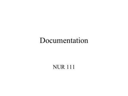 Documentation NUR 111.