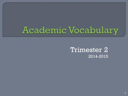 Trimester 2 2014-2015 1. 2 1. Copy the word 2. Fill in “My Definition” including the part of speech.