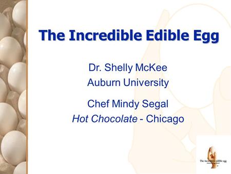 The Incredible Edible Egg Dr. Shelly McKee Auburn University Chef Mindy Segal Hot Chocolate - Chicago.