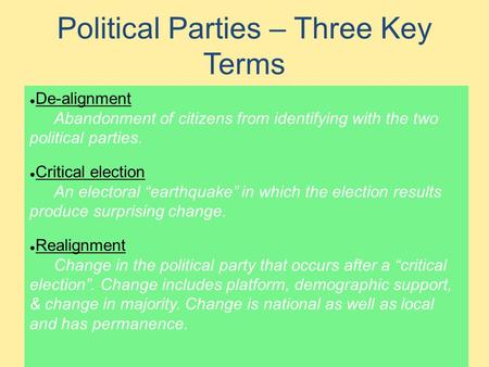 Political Parties – Three Key Terms