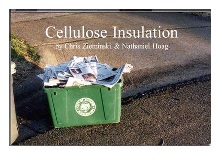 Cellulose Insulation by Chris Zieminski & Nathaniel Hoag.