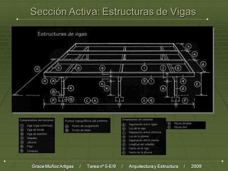 Sección Activa: Estructuras de Vigas Grace Muñoz Artigas / Tarea nº 5-E/9 / Arquitectura y Estructura / 2009.