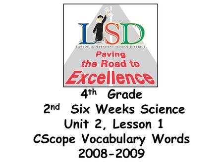 4 th Grade 2 nd Six Weeks Science Unit 2, Lesson 1 CScope Vocabulary Words 2008-2009.