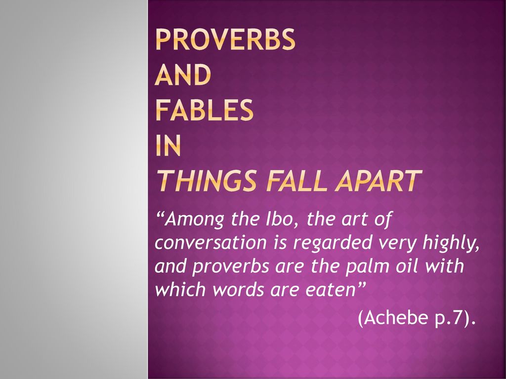 igbo proverbs in things fall apart