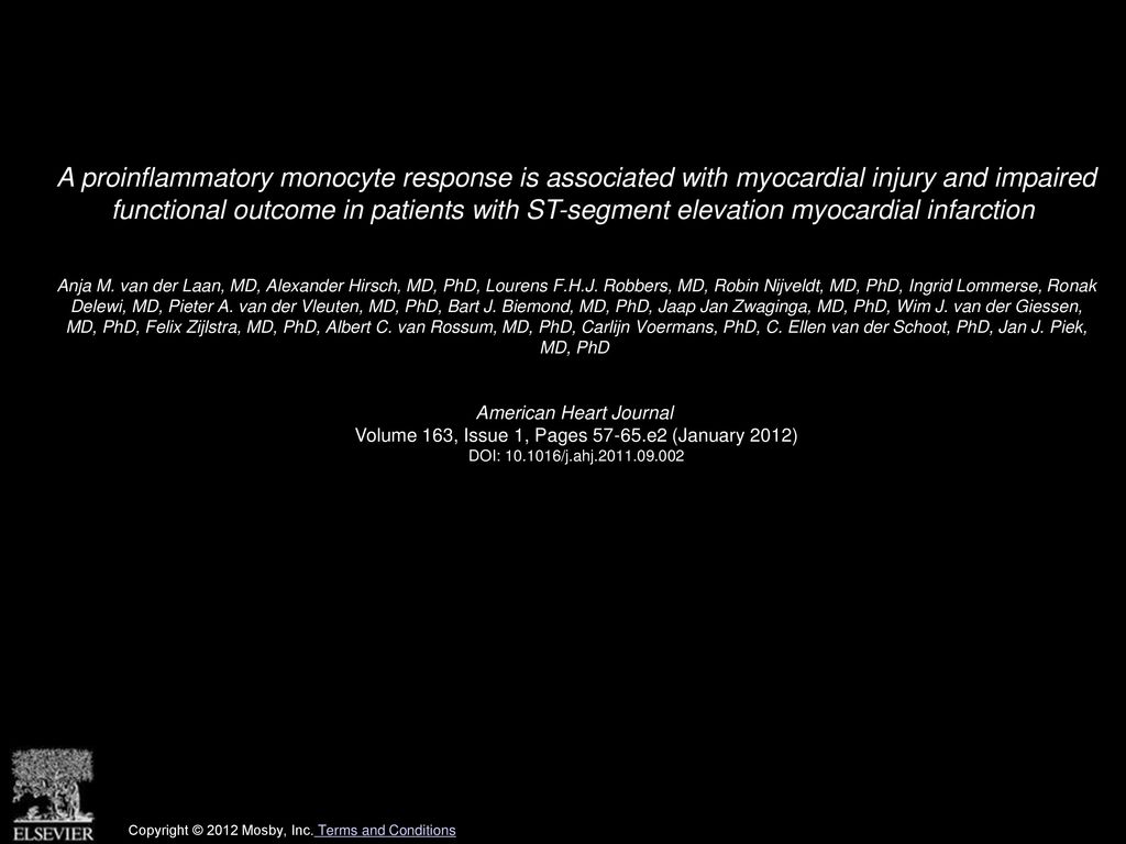 A proinflammatory monocyte response is associated with myocardial injury  and impaired functional outcome in patients with ST-segment elevation  myocardial. - ppt download