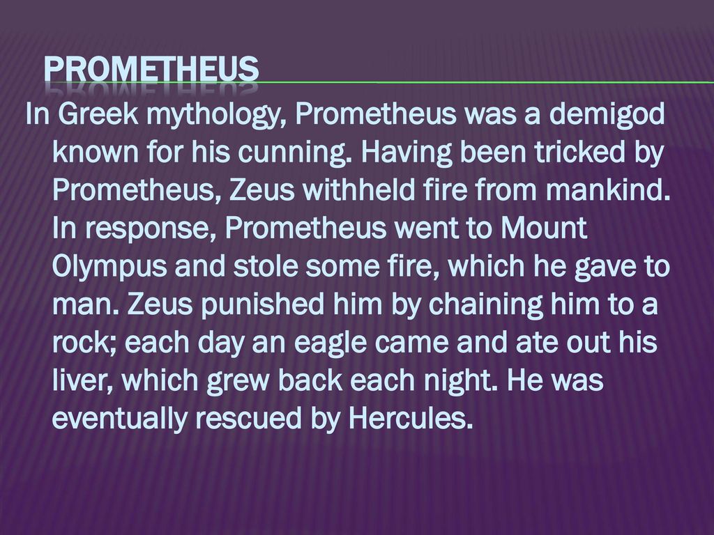 Rescued prometheus who Ancient Texts
