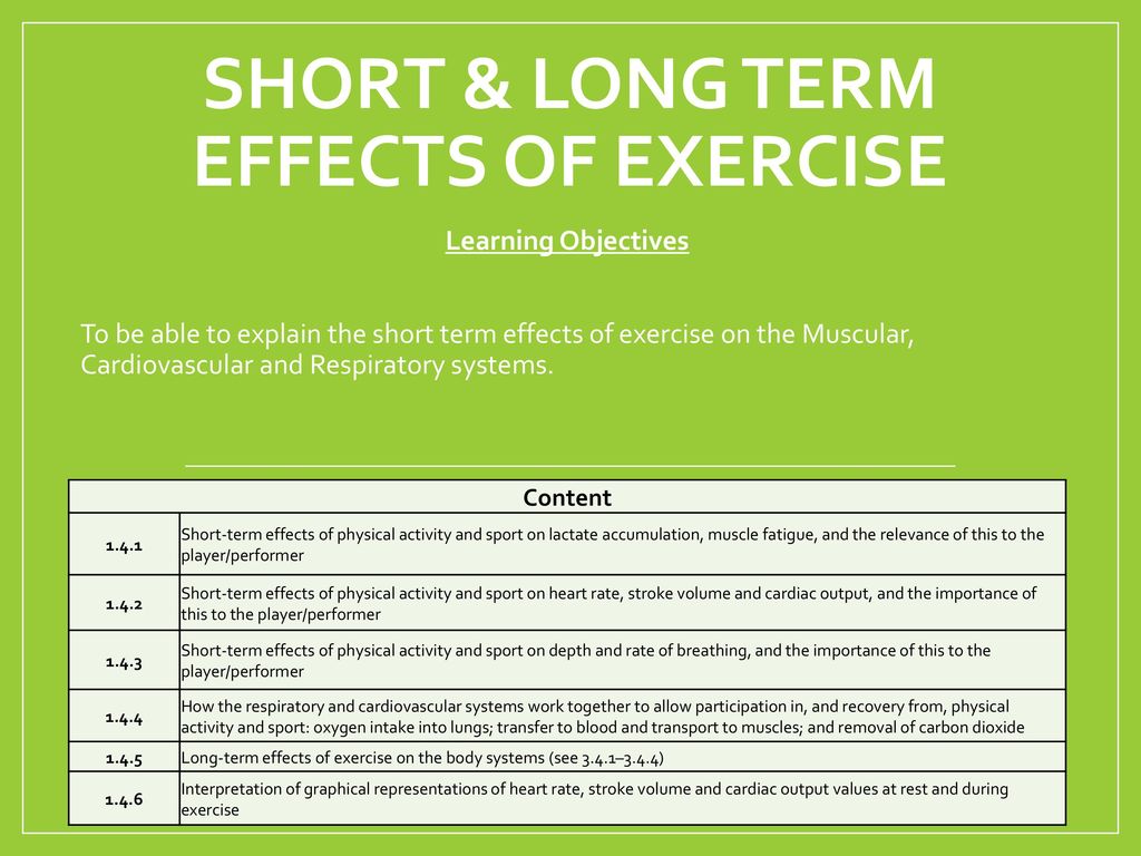 SHORT & LONG TERM EFFECTS OF EXERCISE - ppt download