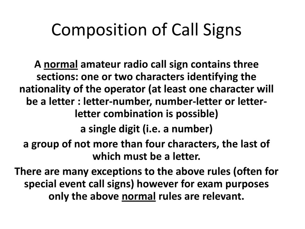 Composition of Call Signs image