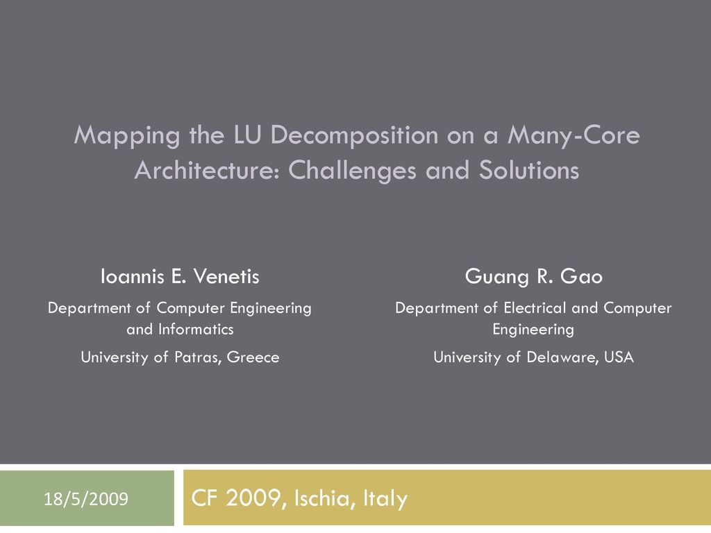 Ioannis E. Venetis Department of Computer Engineering and Informatics - ppt  download